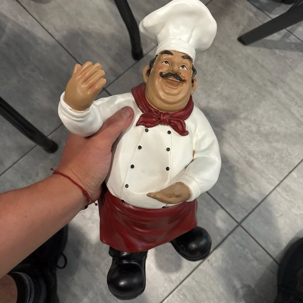 Italian Bistro Chef Figurine Statue Kitchen Restaurant Sign Holder Menu Board